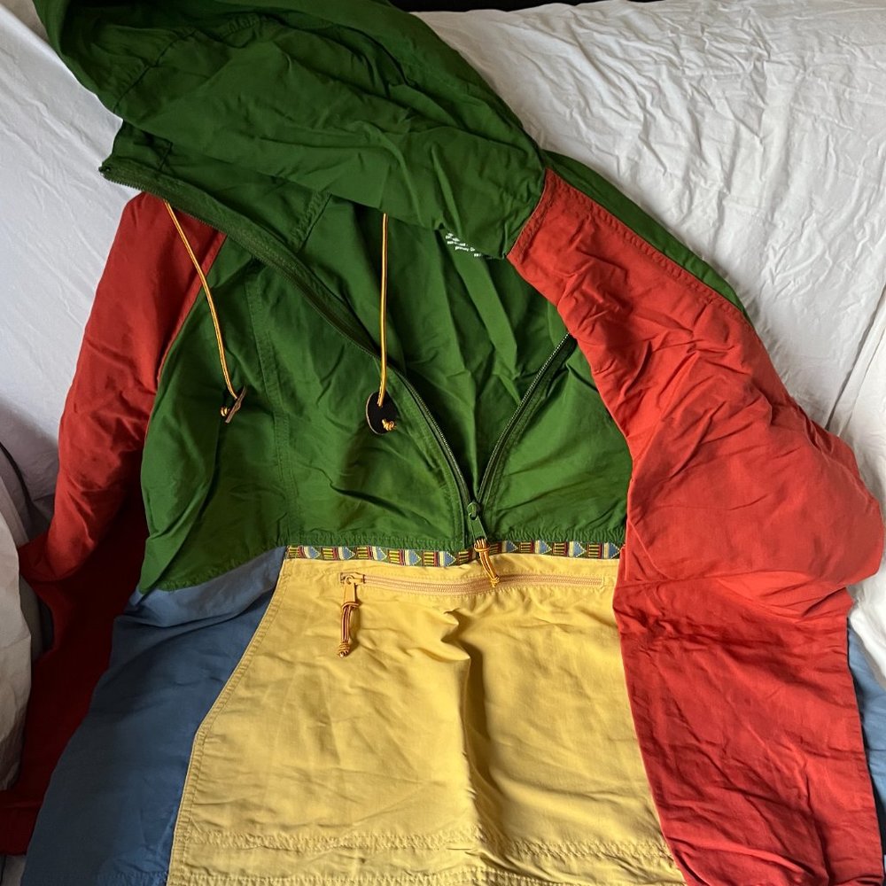 LL Bean Womens 1X Plus Aztec Mountain Classic Anorak Windbreaker Pullover Jacket